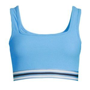 ElVen by Venus Williams Varsity Stripe Waffle Sports Bra Blue Size Medium